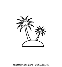 Palm, Coconut, Tree, Island, Beach Thin Line Icon Vector Illustration Logo Template. Suitable For Many Purposes.