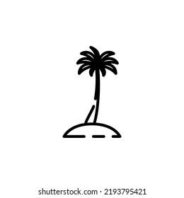 Palm, Coconut, Tree, Island, Beach Dotted Line Icon Vector Illustration Logo Template. Suitable For Many Purposes.