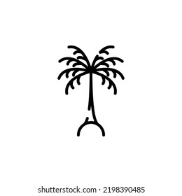 Palm, Coconut, Tree, Island, Beach Dotted Line Icon Vector Illustration Logo Template. Suitable For Many Purposes.