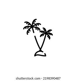 Palm, Coconut, Tree, Island, Beach Dotted Line Icon Vector Illustration Logo Template. Suitable For Many Purposes.
