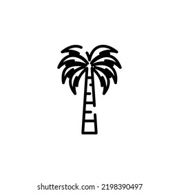 Palm, Coconut, Tree, Island, Beach Dotted Line Icon Vector Illustration Logo Template. Suitable For Many Purposes.