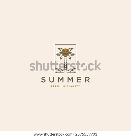 Palm or coconut tree line art Logo vector illustration design template flat vector