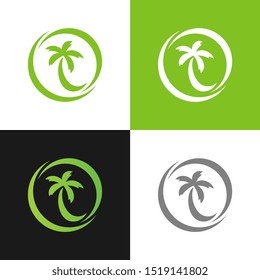 Palm coconut tree logo icon, vector illustration design