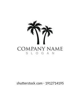 Palm Or Coconut  Tree Summer Logo Template Vector Illustration