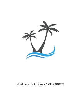 Palm or coconut tree summer logo template vector illustration