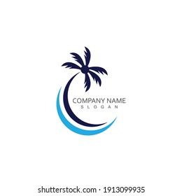 Palm or coconut tree summer logo template vector illustration