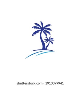 Palm or coconut tree summer logo template vector illustration