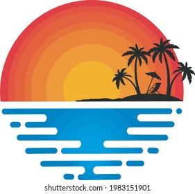 Palm or coconut tree summer logo template vector illustration