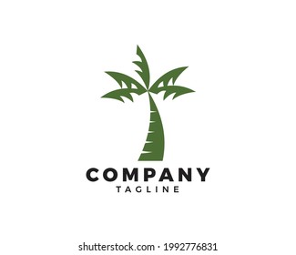 Palm or coconut tree summer logo template vector illustration