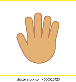 Palm color icon. Stop, greeting and high five hand gesture. Isolated vector illustration