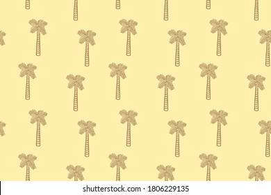 Palm Colorful seamless pattern. Nature tropical background.