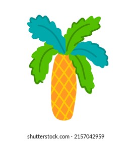 Palm Cycas revoluta, vector flat illustration in hand drawn style.