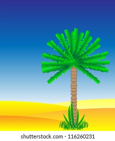 Palm in the desert - vector illustration.