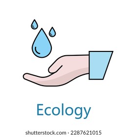 palm and drop, eco icon, ecology