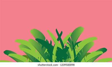 Palm family, green leaves, banana trees on a beautiful modern background