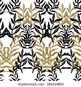 Palm (fern) leaves seamless pattern.