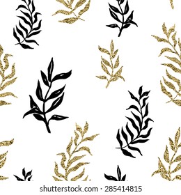 Palm (fern) leaves seamless pattern.