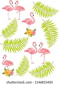 palm and flamingo