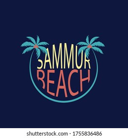 palm flower garden summer beach text line colorful tee illustration art vector