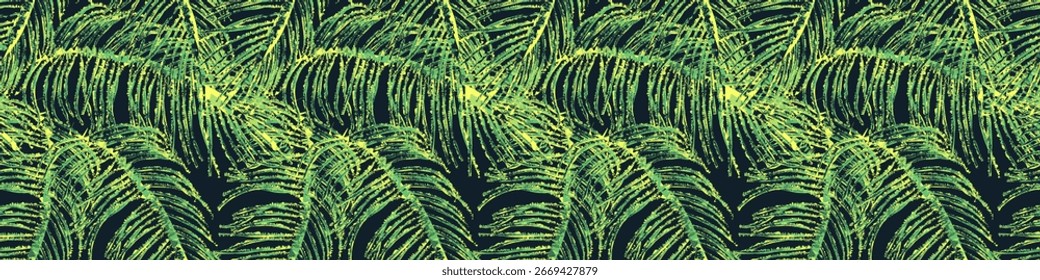 palm foliage background. coconut tree illustration. abstract watercolor palm leaves seamless pattern. Tropical Surface Texture with Palm Elements. Seamless Tropical Leaf Pattern in Vibrant Green

