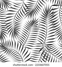 palm foliage seamless pattern on white background. tropical coconut leaves seamless background. fashionable prints texture. nature decorative. jungle wallpaper. Beach summer trendy illustration
