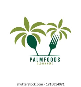 Palm food fork spoon logo icon vector