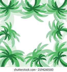 Palm frame, vector. Frame with green palm trees on a white background.