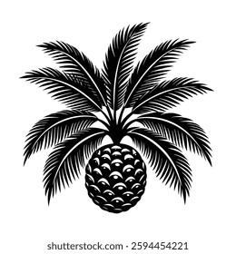 Palm fruit silhouette on white background.