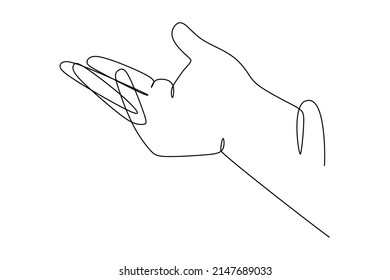 Gesto de palmas. Posición diferente de los dedos. Signo y símbolo de gestos de mano. Una sola línea de dibujo continua. Doodle de estilo dibujado a mano aislado en ilustración de fondo blanco.