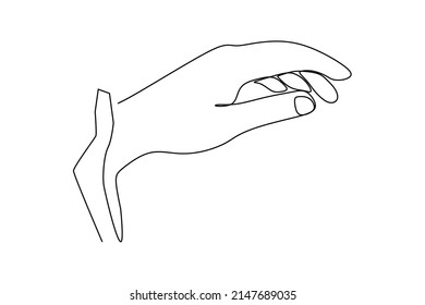 Palm gesture. Different position of the fingers. Sign and symbol of hand gestures. Single continuous drawing line. Hand drawn style art doodle isolated on white background illustration.