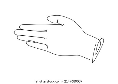 Palm gesture. Different position of the fingers. Sign and symbol of hand gestures. Single continuous drawing line. Hand drawn style art doodle isolated on white background illustration.
