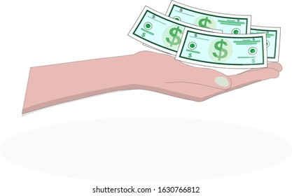 palm gives money - symbolizes trade, help and other financial relationships