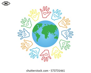 palm, globe, icon, vector illustration eps10