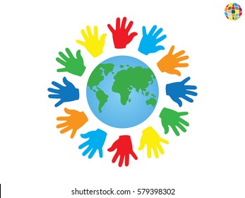 palm, globe, icon, vector illustration eps10