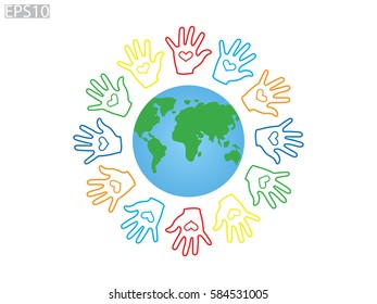 palm, globe, icon, vector illustration eps10
