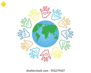 palm, globe, icon, vector illustration eps10