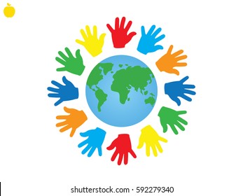 palm, globe, icon, vector illustration eps10