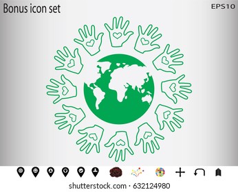 palm, globe, icon, vector illustration eps10