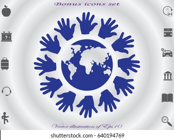 palm, globe, icon, vector illustration eps10