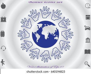 palm, globe, icon, vector illustration eps10