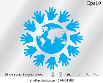 palm, globe, icon, vector illustration eps10