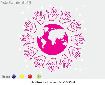 palm, globe, icon, vector illustration eps10