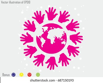palm, globe, icon, vector illustration eps10