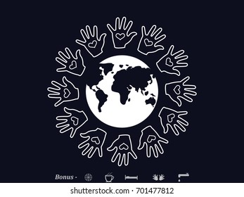 palm, globe, icon, vector illustration eps10