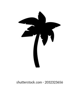 Palm glyph icon. Maldives attribute. Tropical resort. Black filled symbol. Isolated vector stock illustration