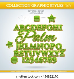 Palm Graphic Styles for Design. Graphic styles can be use for decor, text, title, cards, events, posters, icons, logo and other.