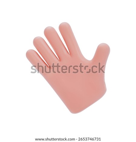 Palm of hand with fingers spread apart. The gesture can be used to indicate Hello or goodbye. Vector illustration in 3d style on isolated white background. Suitable for web, banner, print