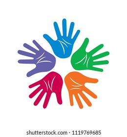 Palm Hand Five Finger Colorful Logo Stock Vector (Royalty Free ...