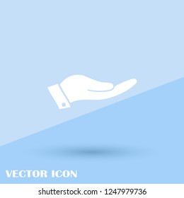 Palm, Hand icon vector, filled flat sign, solid pictogram isolated on blue, logo illustration