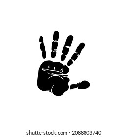 Palm, Handsymbol, Vektorgrafik, gefülltes Flachzeichen, festes Piktogramm einzeln auf Weiß, Logo-Illustration